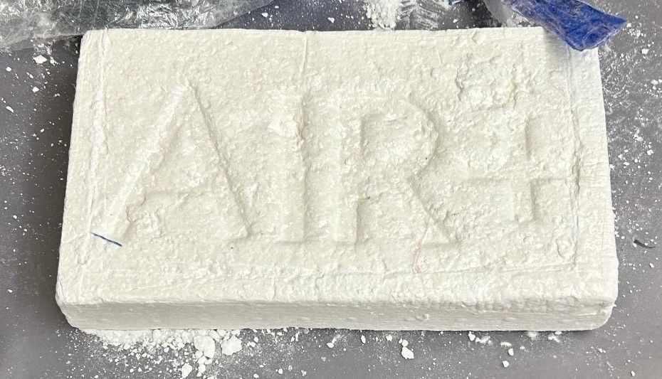 A cocaine brick seized in an Edmonton police drug trafficking investigation.