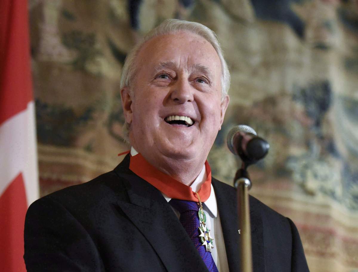 Former prime minister Brian Mulroney speaks during a reception after receiving the insignia of Commander of the National Order of the Legion of Honour from the Embassy of France, on Tuesday, Dec. 6, 2016 in Ottawa.