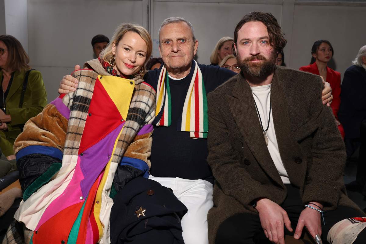 Pauline de Castelbajac, from left, Jean-Charles de Castelbajac and Louis-Marie de Castelbajac attend the Vivienne Westwood Fall/Winter 2024-2025 ready-to-wear collection presented Saturday, March 2, 2024 in Paris.