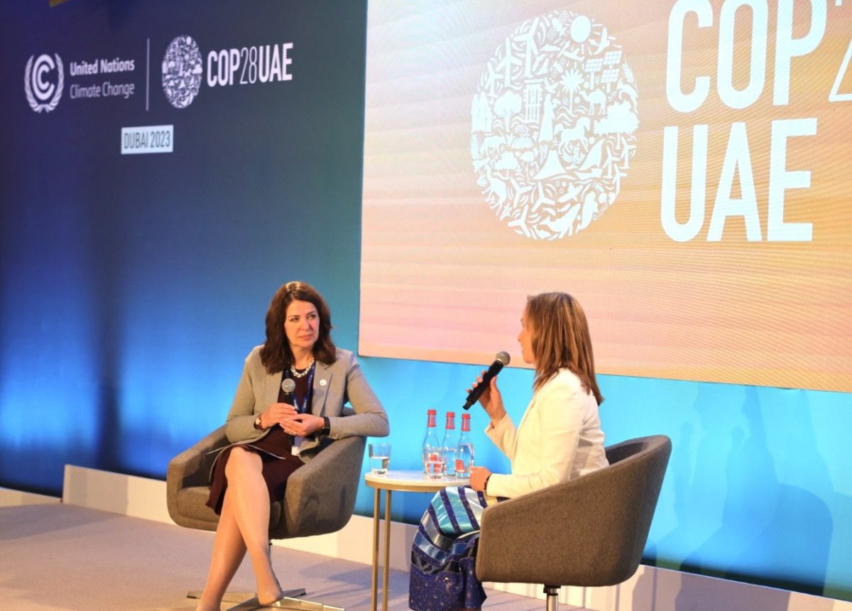 Alberta Premier Danielle Smith speaks at COP28 in Dubai, United Arab Emirates.