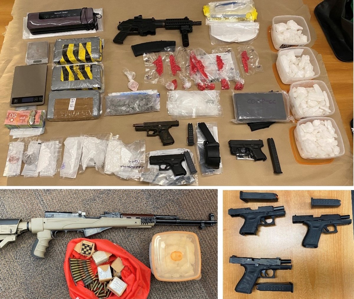 Guelph police say over $5 million in drugs and firearms was seized following a four-month trafficking investigation. Three people were arrested on Wednesday.