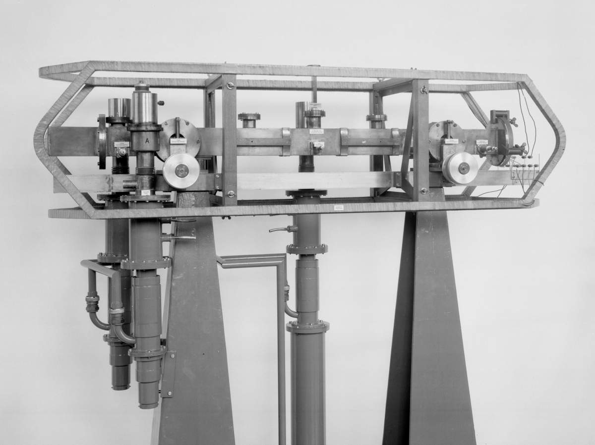 First caesium atomic clock, built by the National Physical Laboratory in Middlesex, U.K., pictured in 1955.