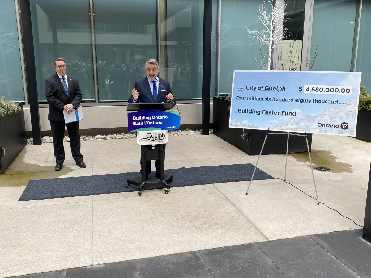 Housing minister Paul Calandra was in Guelph to announce funding for the city for meeting housing targets.