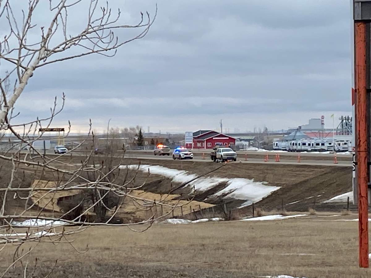 Highway 1 near Moose Jaw is closed after a vehicle collision.