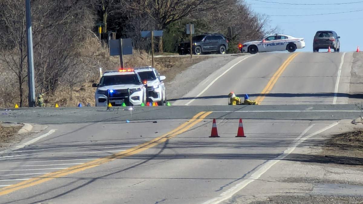 Police investigating a serious two-vehicle crash in Pickering on March 7, 2024.