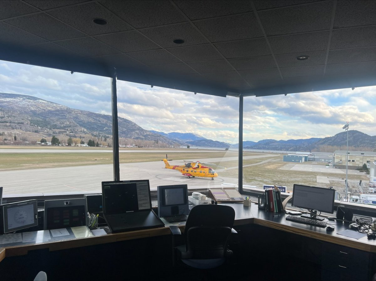 The air traffic control tower at Penticton’s airport offers a bird's eye view for flight services specialists.