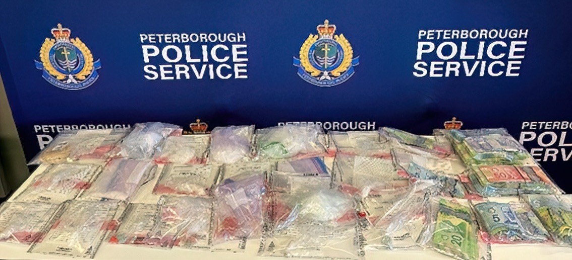Police in Peterborough seized cocaine, crystal meth and fentanyl and $10,000 in cash from a residence on Feb. 29. 2024.