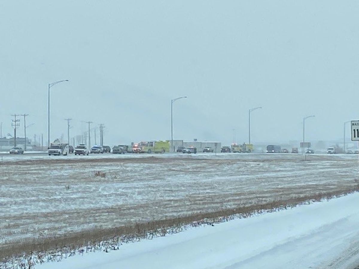 A view of traffic on northbound Highway 2 south of Edmonton on March 21, 2024.