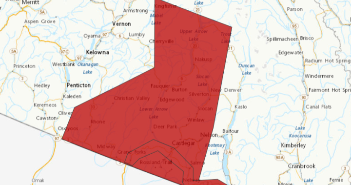 Издадено е предупреждение за снеговалеж за региони Boundary, West Kootenay