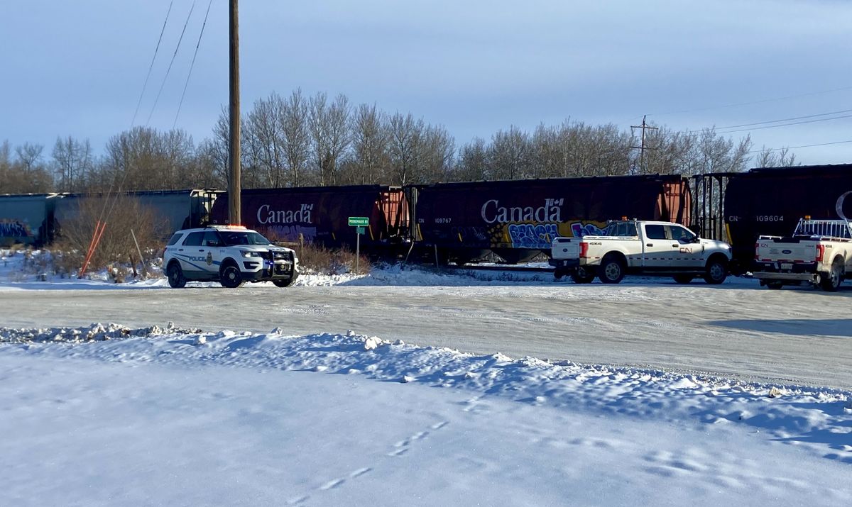 Police in St. Albert, Alta., said emergency crews were called to an incident involving a train at a rail track at Veness Road and Poundmaker Road at about 7 a.m.