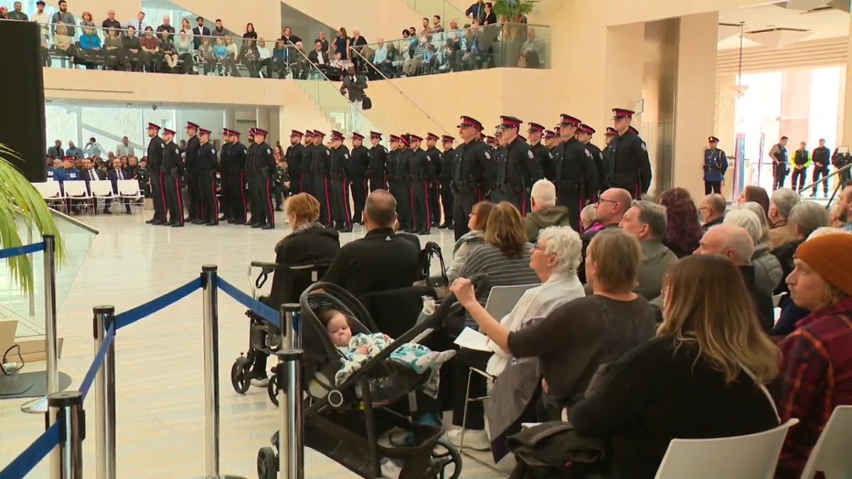 The Edmonton Police Service's recruit training class 158 graduation ceremony at city hall on Friday, March 8, 2024.