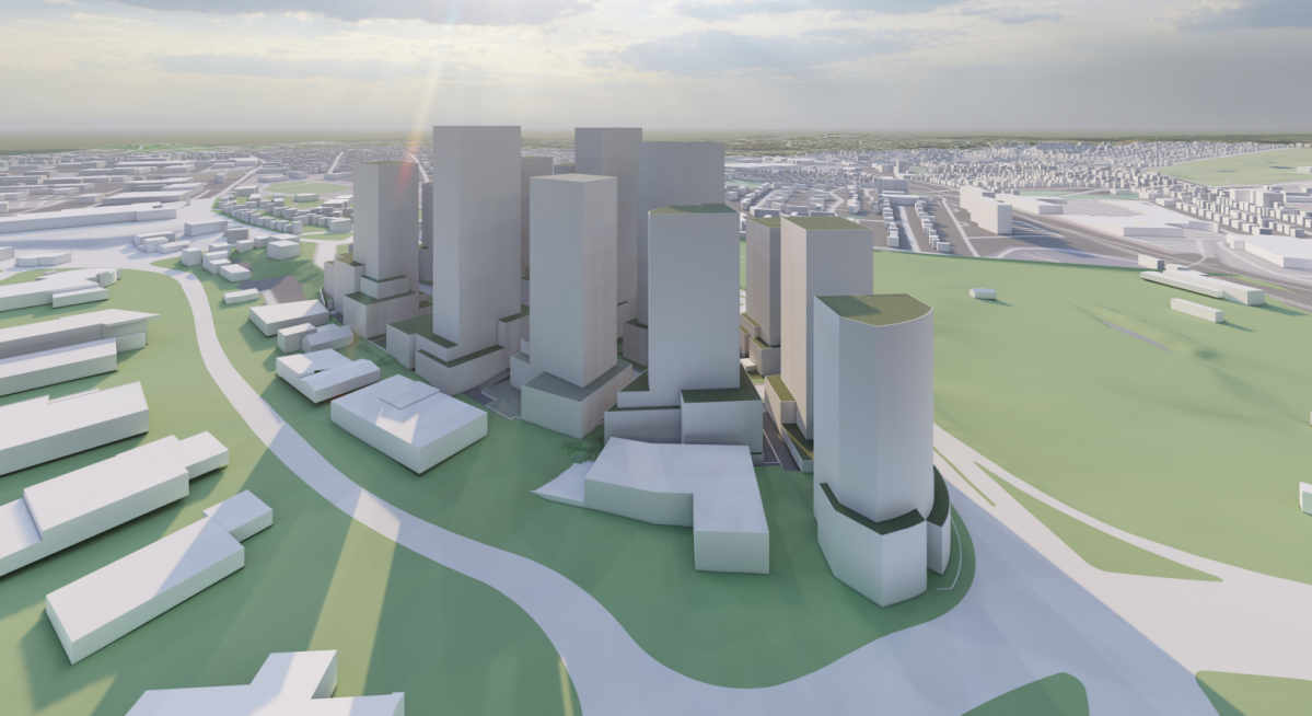A mock design from Fathom Studio showcases another view of the proposed development.