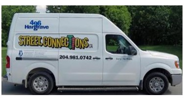 Photo of the Street Connections van. Manitoba RCMP say the vehicle went missing on Saturday. A man has been arrested.