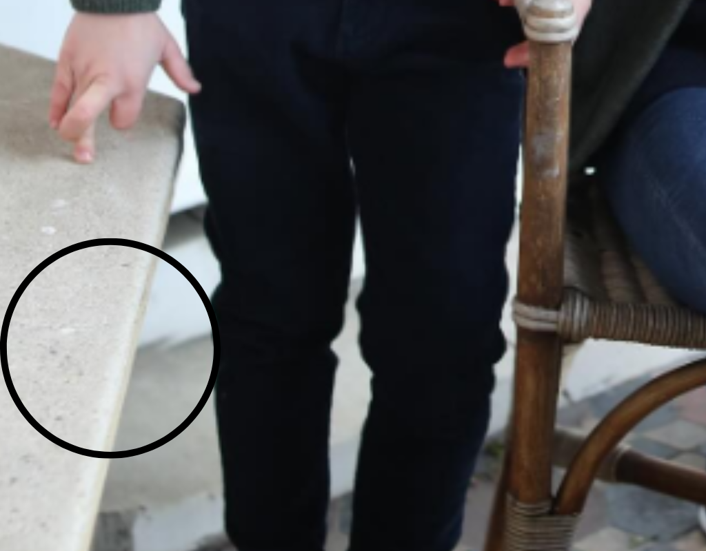 A close-up of the step.