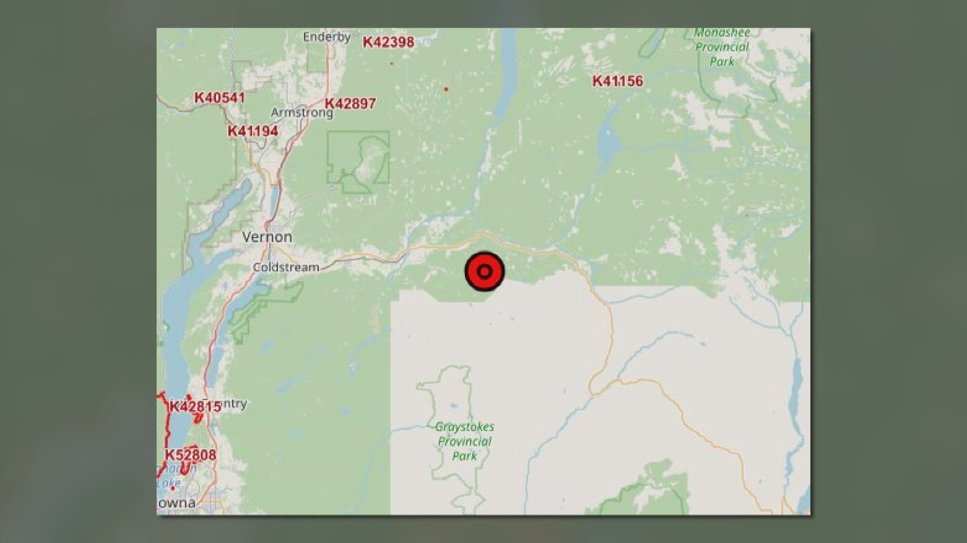 Беше открит горски пожар в Северен Оканаган Според Службата за диви