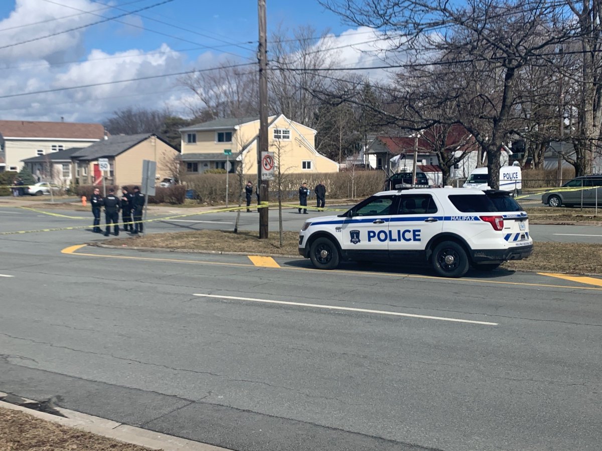 Halifax Regional Police on scene of shooting on Connaught Avenue on March 18, 2024.
