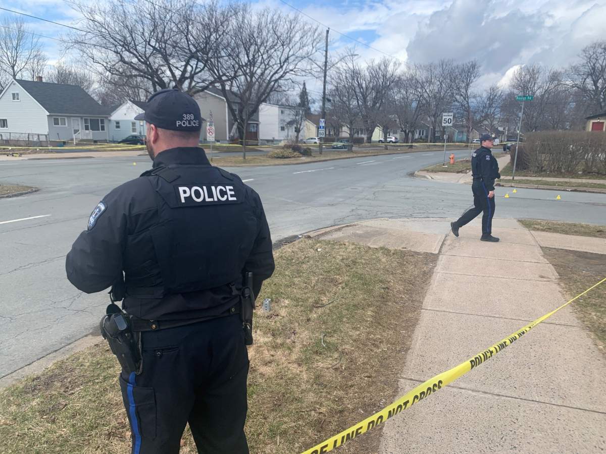 Halifax Regional Police on scene of shooting on Connaught Avenue on March 18, 2024.