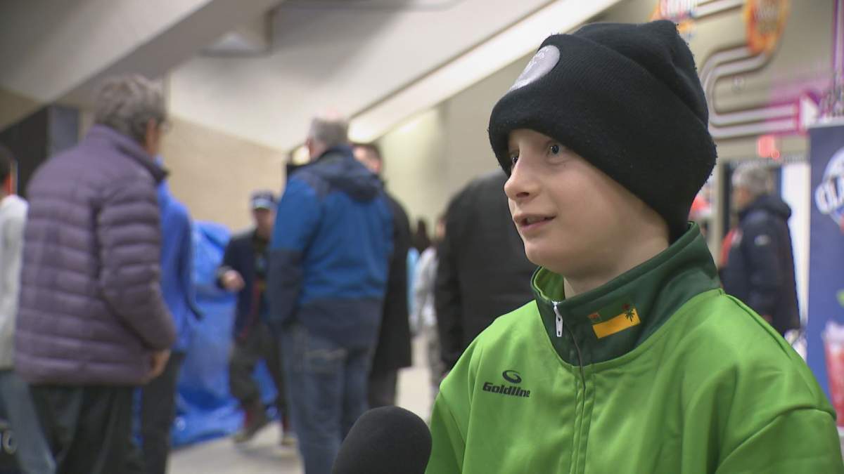 12-year-old Evan Binns was thrilled to watch the Brier in Regina.