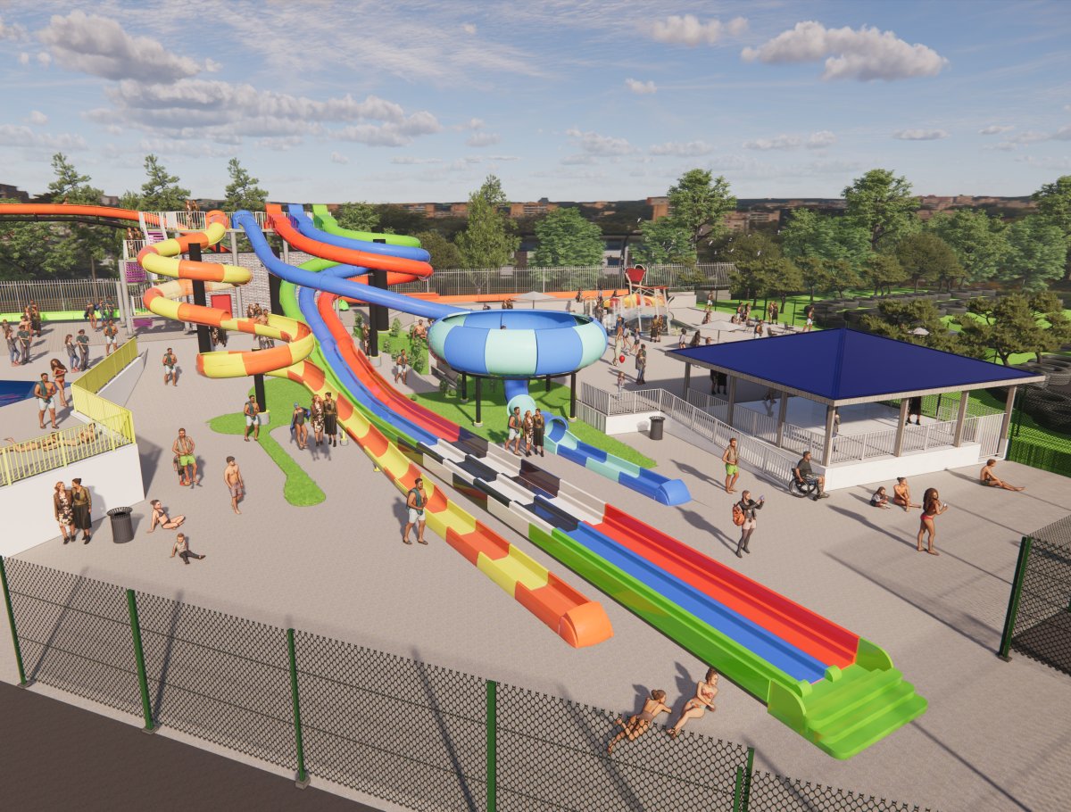 A rendering of upgrades to a water park.