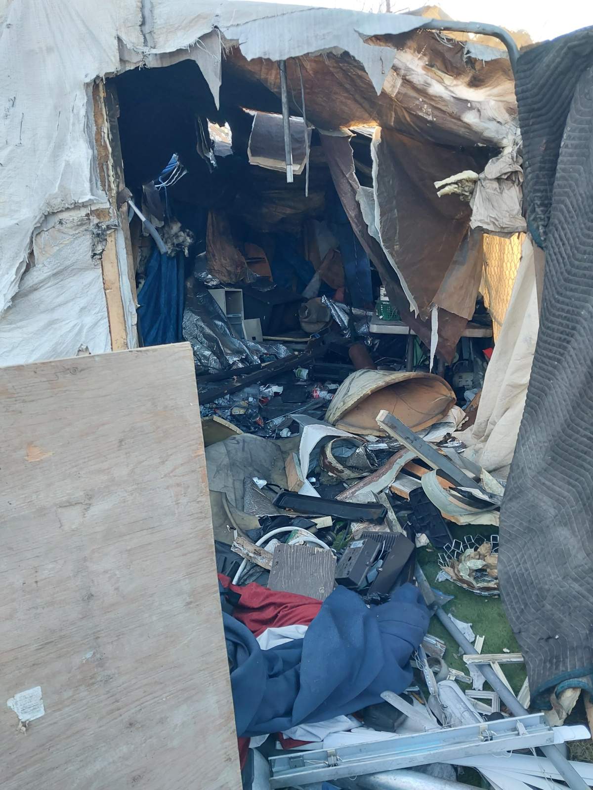 Calgary Police dismantled a encampment in the Starfield Industrial Area last month.