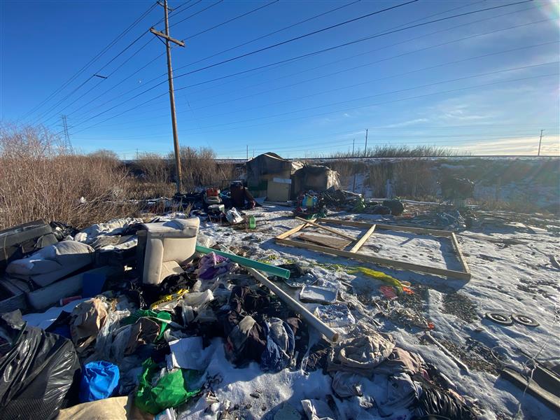 Calgary Police say a large amount of garbage was removed when they dismantled an encampment in the Starfield Industrial Area last month.