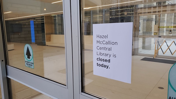 Hazel McCallion Central Library in Mississauga was closed on Thursday after a man's death.