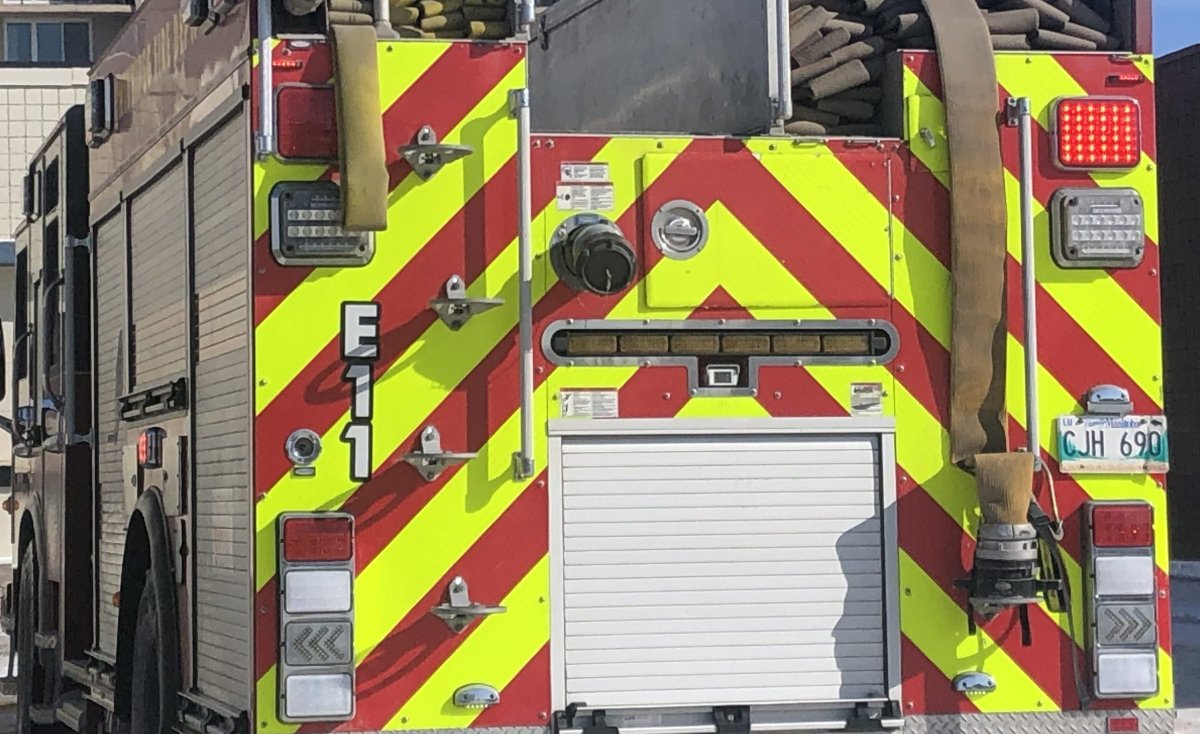 The back of a Winnipeg fire truck.