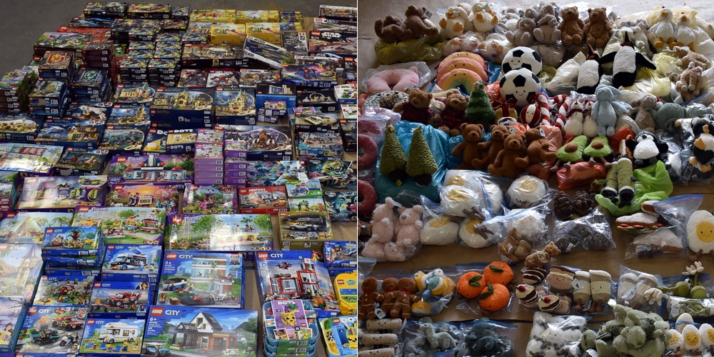 Allegedly stolen Lego and Jellycats seized by the Richmond RCMP in a recent bust.