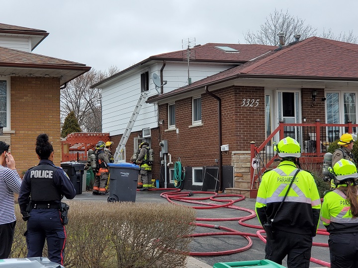 The scene of the fire on Verhoeven Drive in Mississauga on Wednesday.