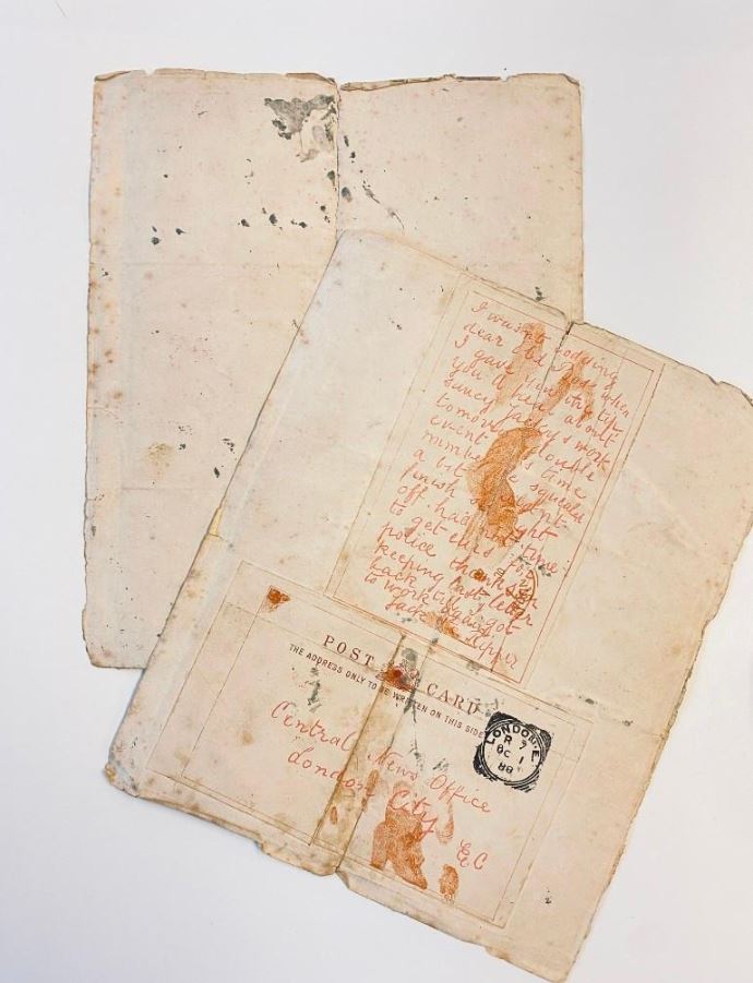 The postcard Jack the Ripper sent to police, taunting them.