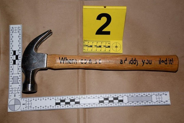 Investigators say a fight had broken out between two men inside a home over illegal drugs. A woman then joined in and reportedly hit the victim's face several times with a hammer.