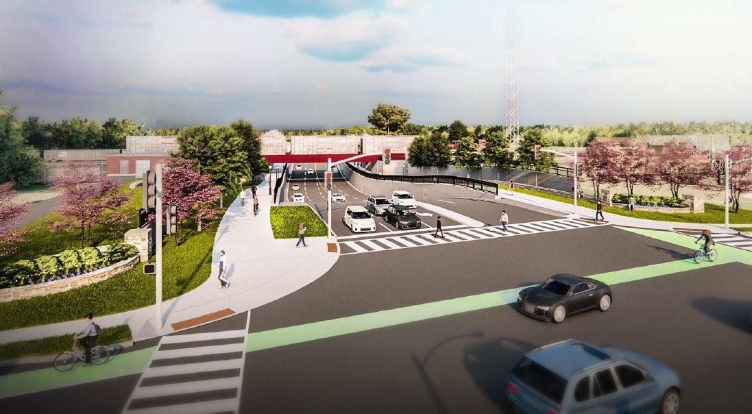 Render of the Adelaide Street underpass after construction. 