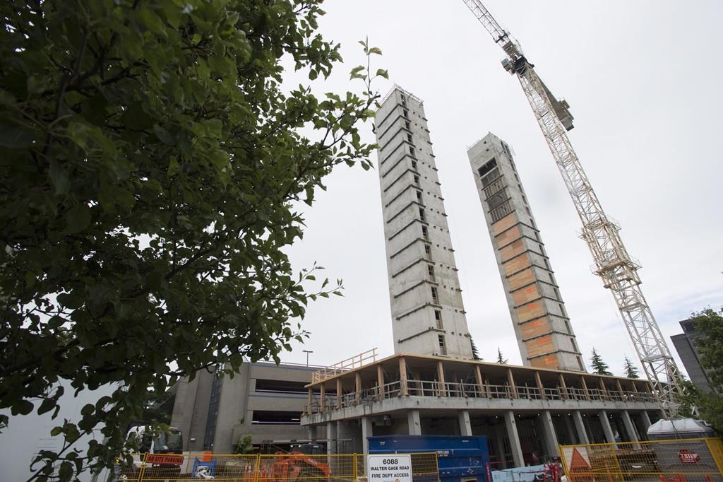 A new building is being built at the University of British Columbia campus in Vancouver, B.C., Monday, June, 13, 2016. The province is making building-code changes allowing for the use of mass timber in buildings up to 18 storeys, an increase from the previous 12-storey limit. THE CANADIAN PRESS/Jonathan Hayward.
