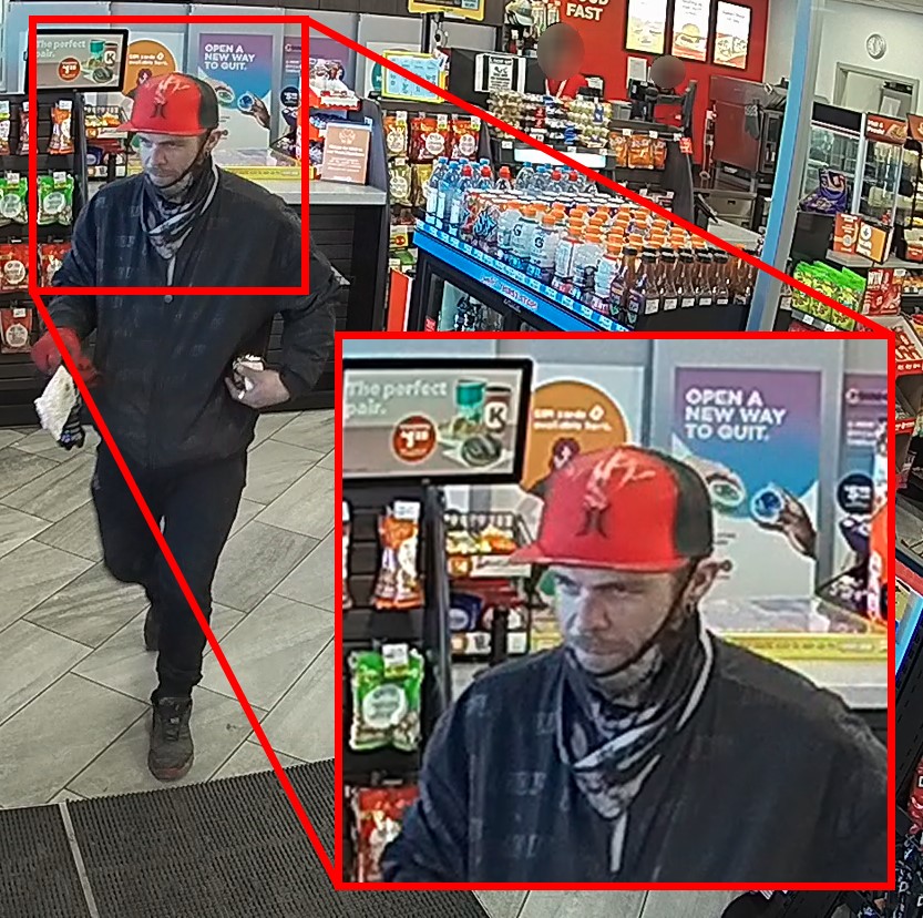 The Edmonton Police Service is searching for this person of interest as they investigate a fire that destroyed Hangar 11 on April 22, 2024.