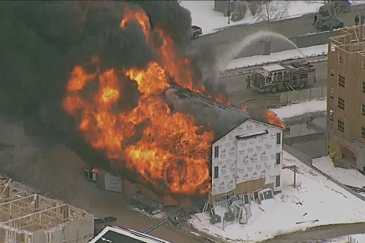 Large fire destroys building under construction in northwest Calgary