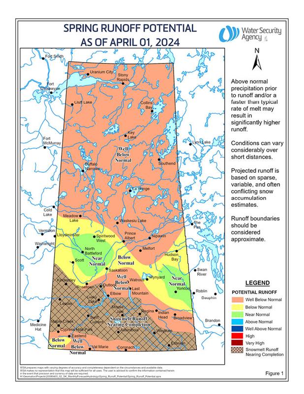 The Water Security Agency (WSA) released its spring runoff report for 2024 on Friday. Due to warmer than normal March temperatures many areas of southern Saskatchewan had its runoff start or even complete early.