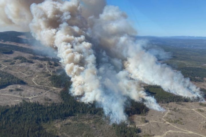 1,600 hectare wildfire burning between Quesnel, Williams Lake
