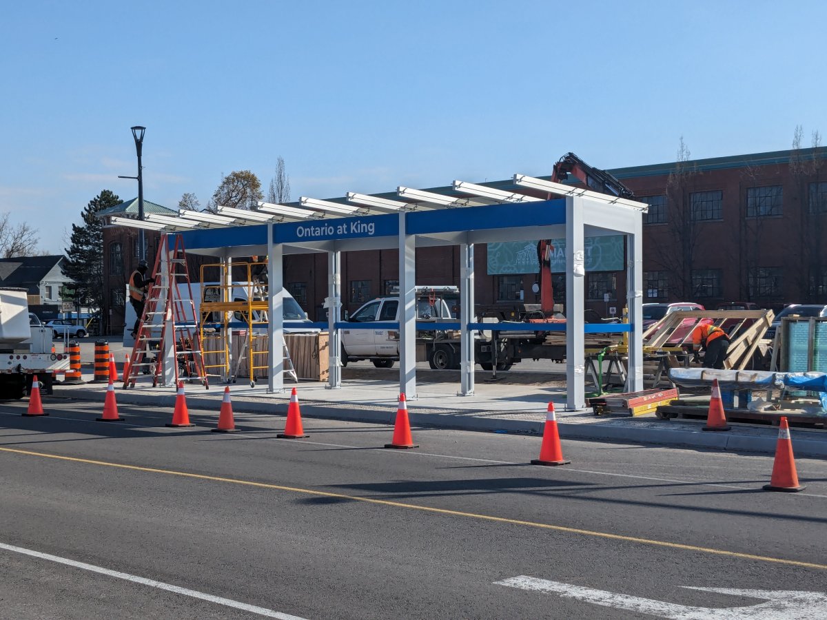 Installation of the first BRT shelter began earlier this week on Ontario Street at King Street and is set to wrap up Friday.
