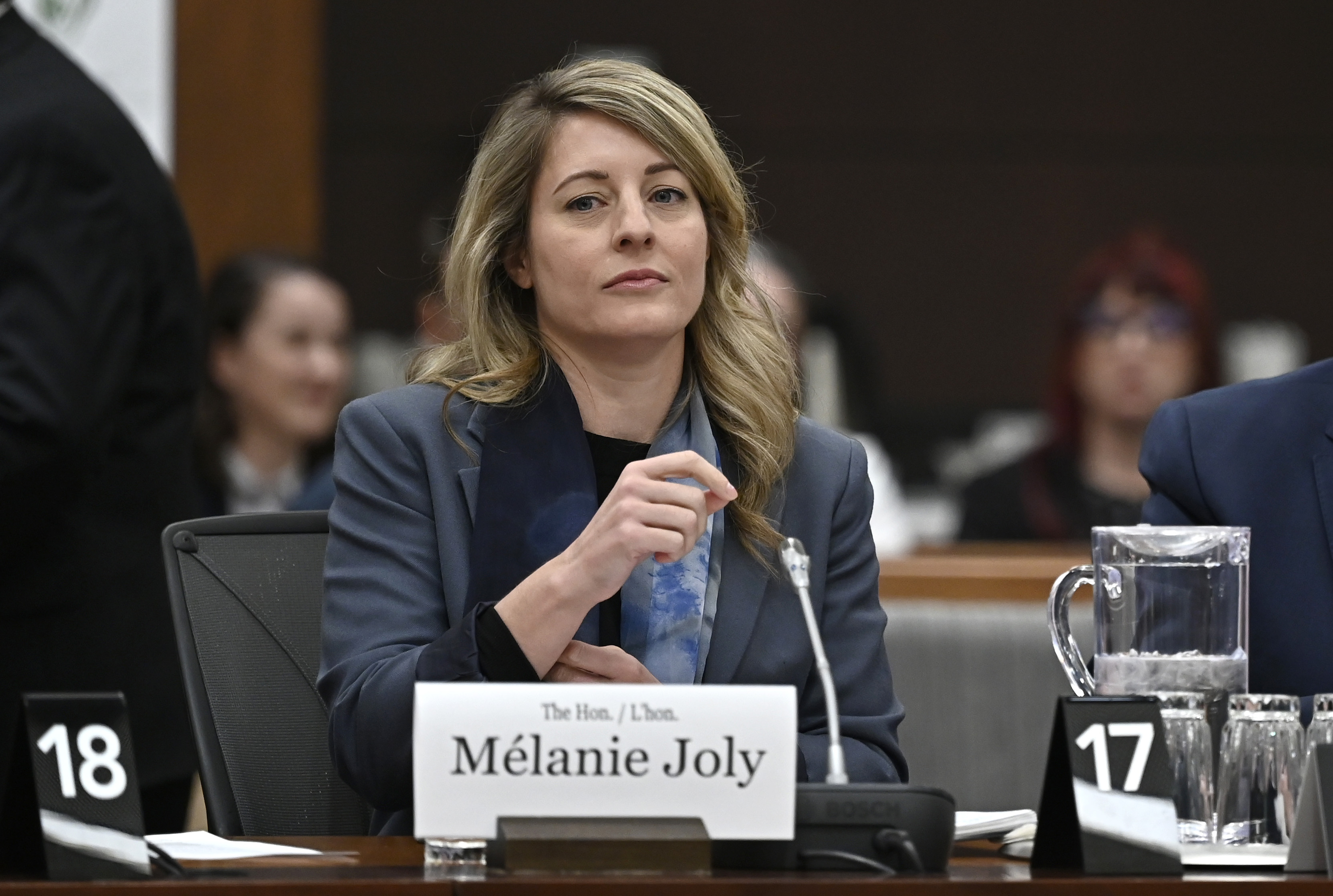 Foreign Affairs Minister Melanie Joly prepares to appear before the Standing Committee on Procedure and House Affairs, on Parliament Hill in Ottawa, on March 9, 2023. THE CANADIAN PRESS/Justin Tang