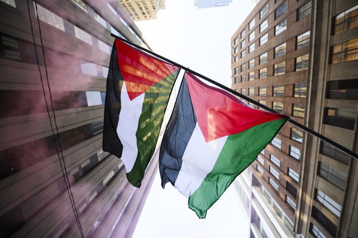 People take part in a demonstration in support of Palestine, in Toronto, Sunday, Nov. 12, 2023. 