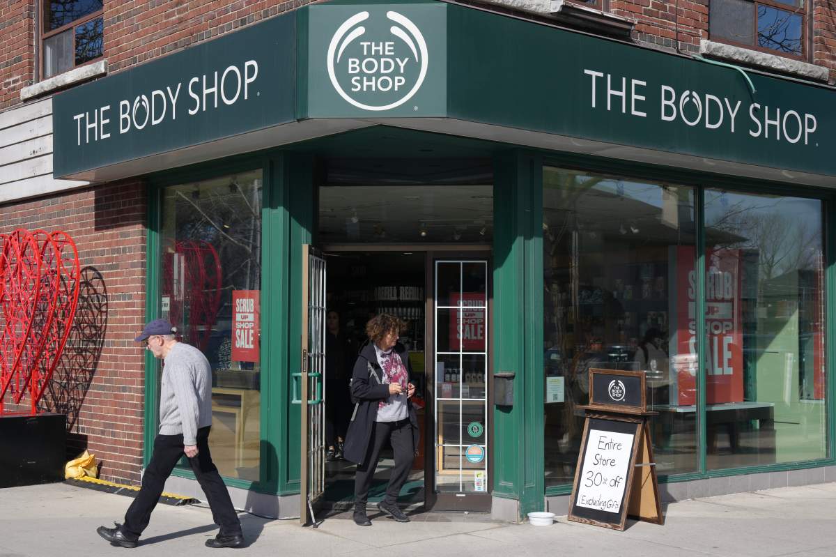 The exterior of a Toronto Body Shop store is seen on Monday, March 4, 2024. 