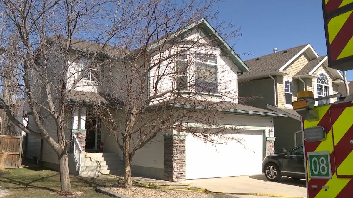 Calgary firefighters were called to a fire in the 0-100 block of Cougarstone Cove Southwest at around 10:40 a.m. on Monday.