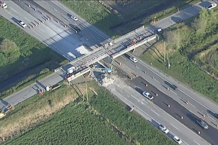 Work underway to repair overpass strike damages on Highway 99