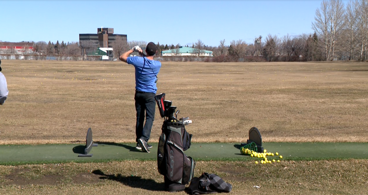 Clint Thomas went over to the Holiday Park driving range Thursday to enjoy the spring weather.