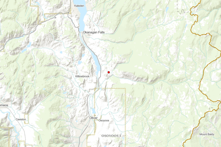 Small wildfire, estimated at 4 hectares, burning in South Okanagan