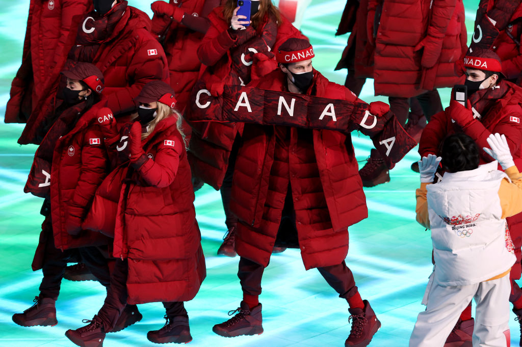 Members of Team Canada take in the atmosphere during the Opening Ceremony of the Beijing 2022 Winter Olympics at the Beijing National Stadium on February 04, 2022 in Beijing, China.