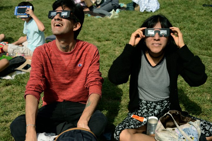 Watching the eclipse? Wear red and green to see optical illusion