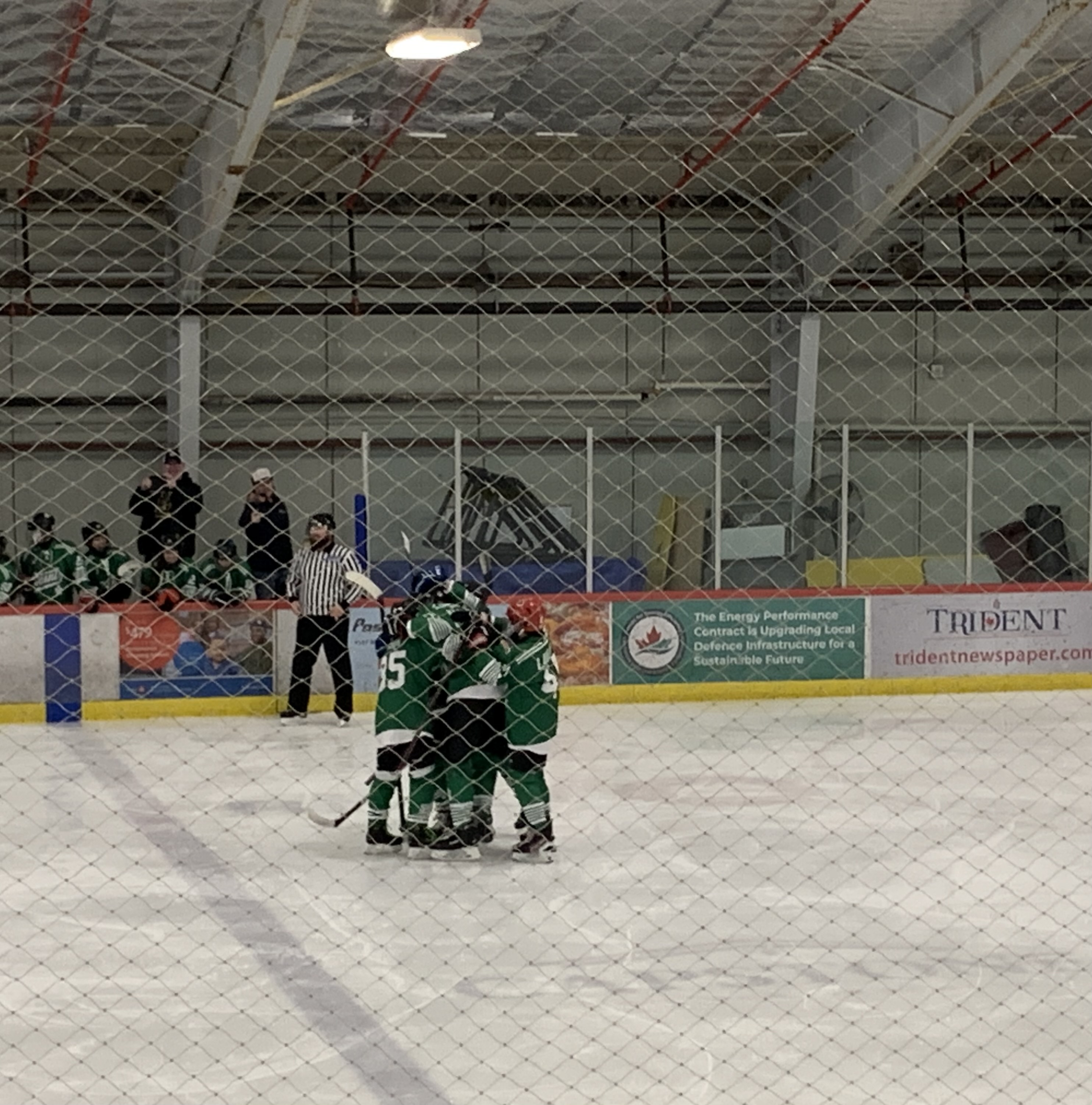 Saints players celebrate after scoring against the Bedford Vipers.