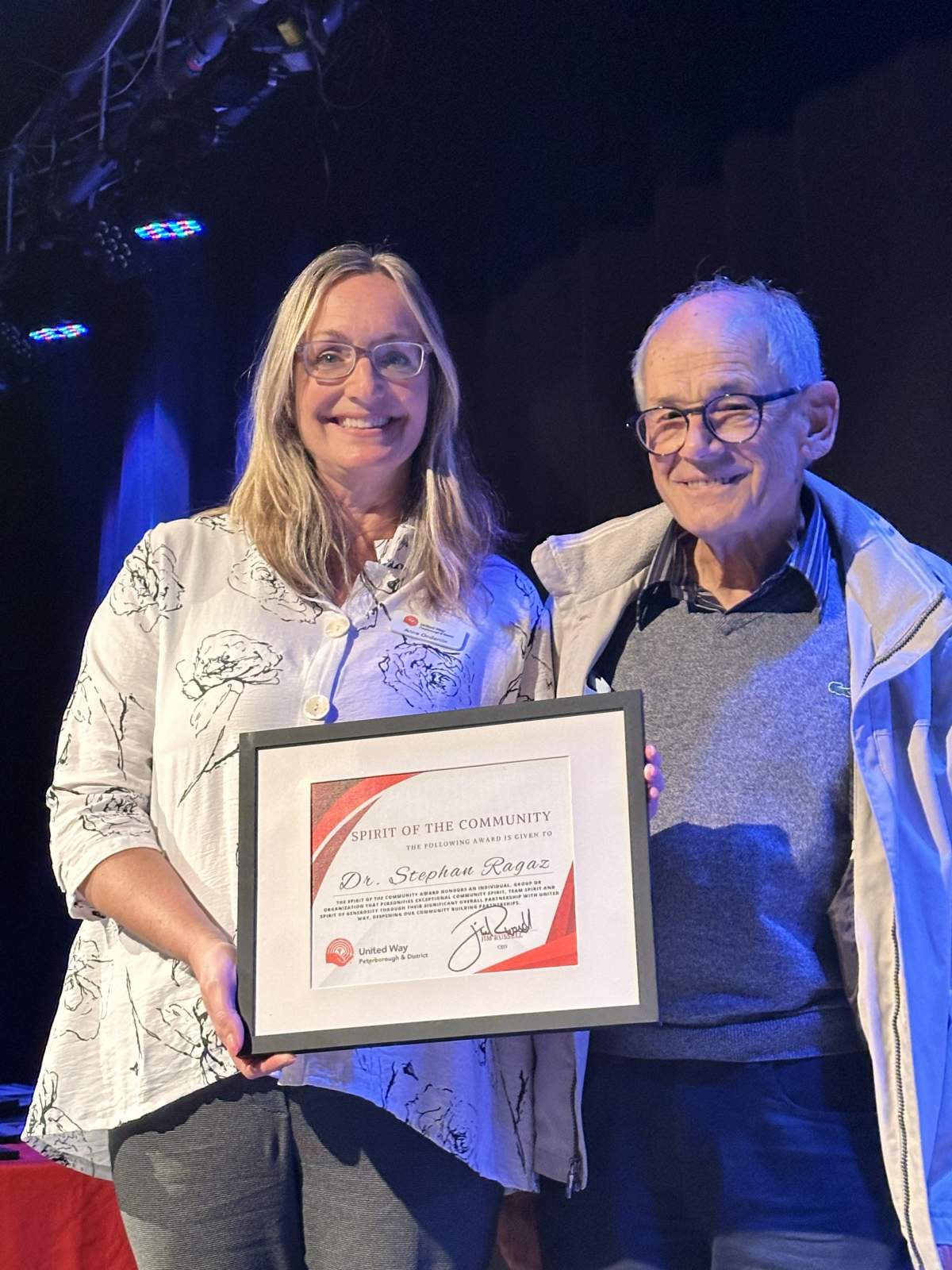 Dr. Stephan Ragaz received a Spirit of the Community Award.