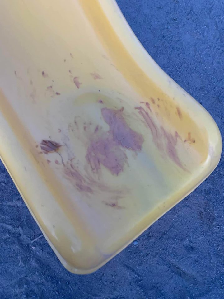 Peanut butter is seen smeared on a slide at RH McGregor Elementary School in East York.